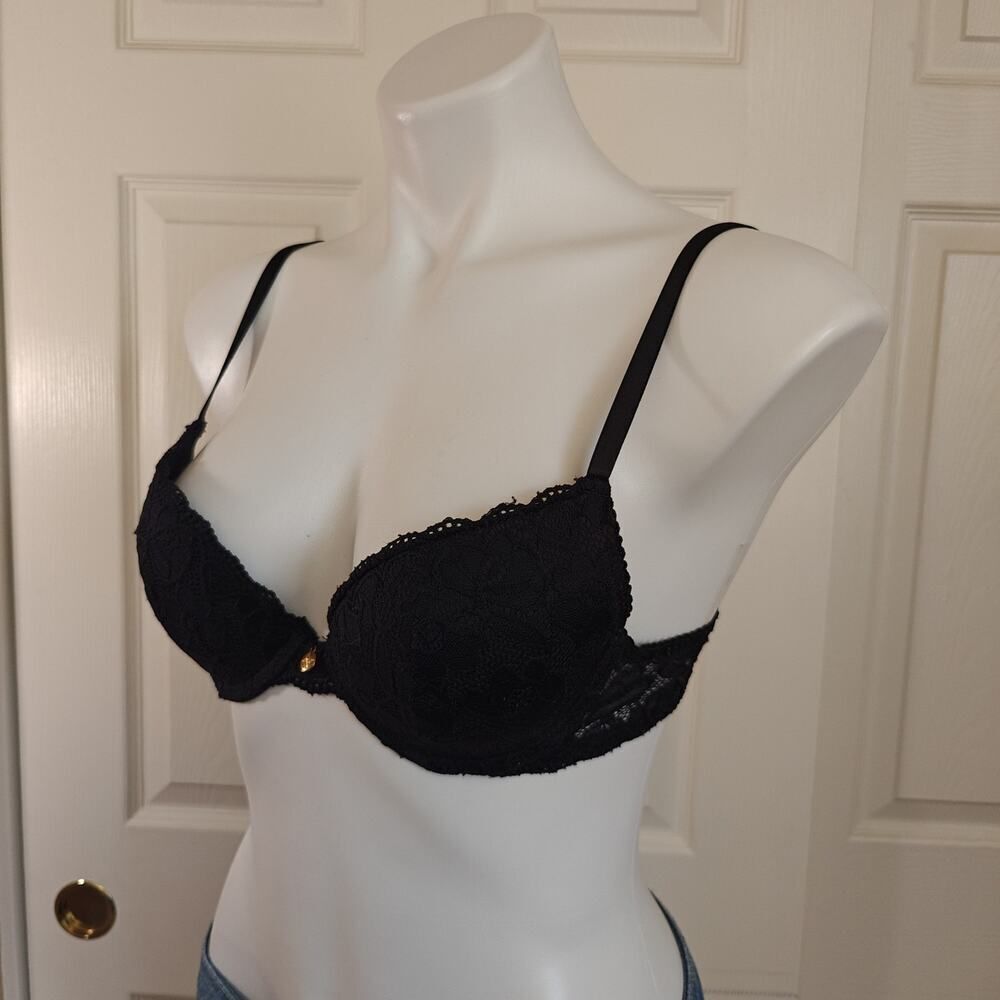 Adrienne Vittadini black lace push-up bra sz 34B